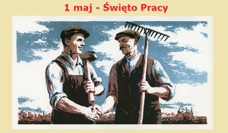 Mężczyźni podają sobie rękę 1-go maja